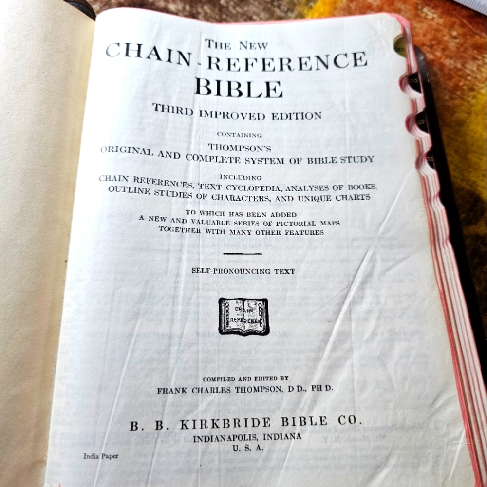 Vintage Thompson Chain Reference Bible Third Edition Morocco Leather